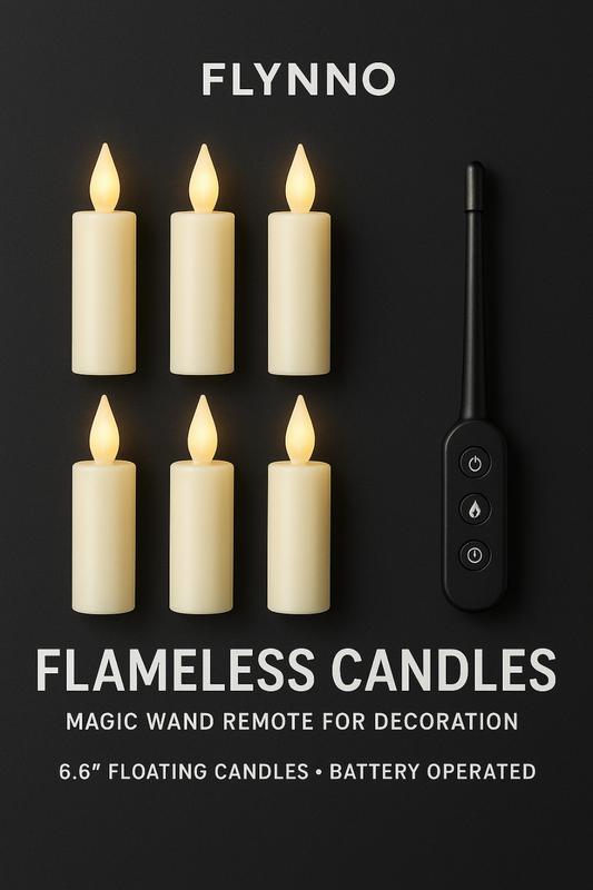 Flameless Candles with Magic Wand Remote for Decoration, 6.6" Floating Candles Battery Operated Hanging Window Candles, Flickering Electric LED Candle for Christmas Halloween Decorations